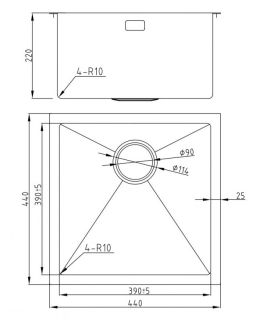 Мойка для кухни Milacio Denia 44 Steel MC.77438 брашированное золото